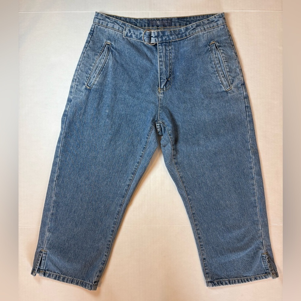 Wrangler for Women VTG 100% cotton light wash denim capris o-ring buckle size 6